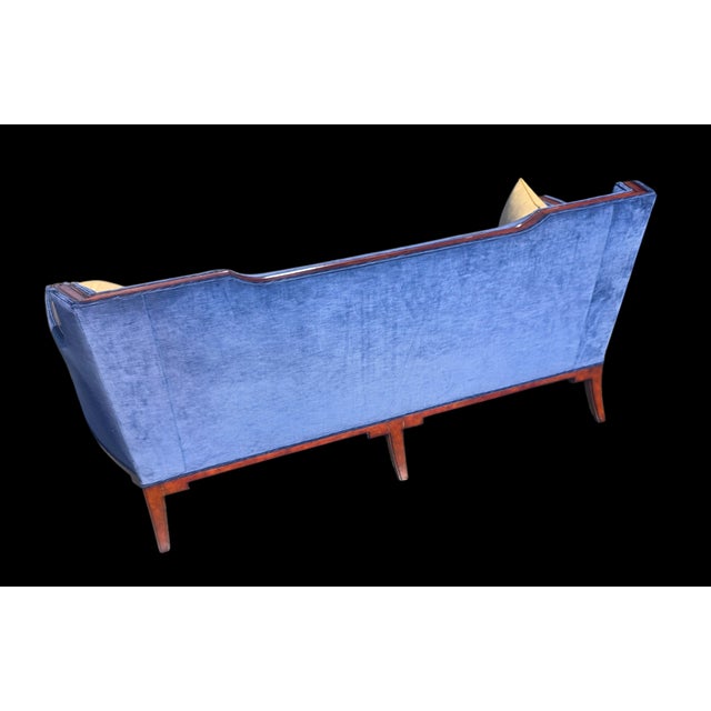 Theodore Alexander Late 20th Century Theodore Alexander European Style Jule Sofa in Blue Velvet. For Sale - Image 4 of 10