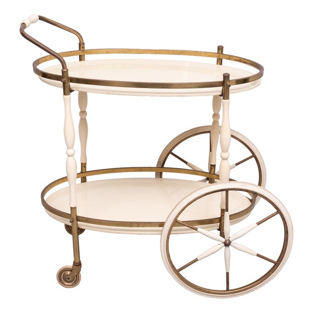 Oval-Shaped Glass Tops Serving Trolley, Italy, 1950s For Sale