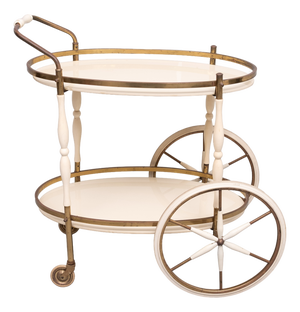 Oval-Shaped Glass Tops Serving Trolley, Italy, 1950s