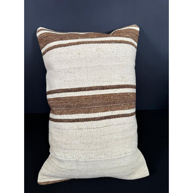 Turkish Hemp Pillow Cushion Natural Beige Brown Cushion Cover 16"x24" For Sale - Image 4 of 4