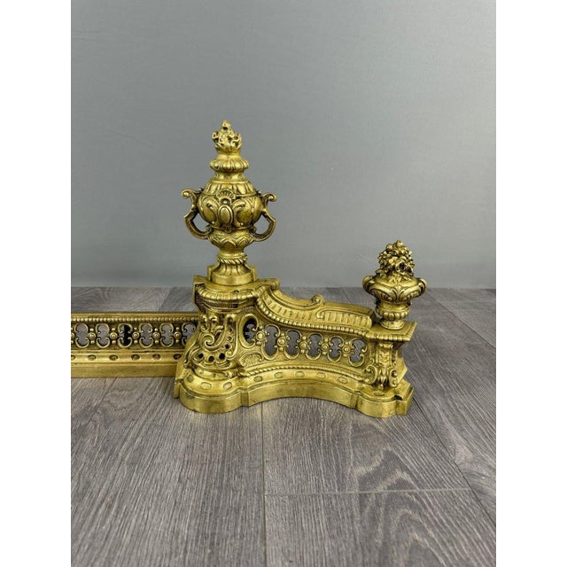 Late 19th Century Louis XVI Style Gilt Bronze Andirons, Set of 3 For Sale - Image 4 of 8