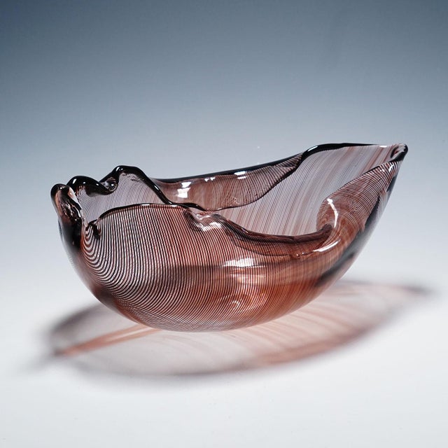 1950s Vintage Tessuto Bowl by Tyra Lundgren for Venini, Murano For Sale - Image 5 of 12