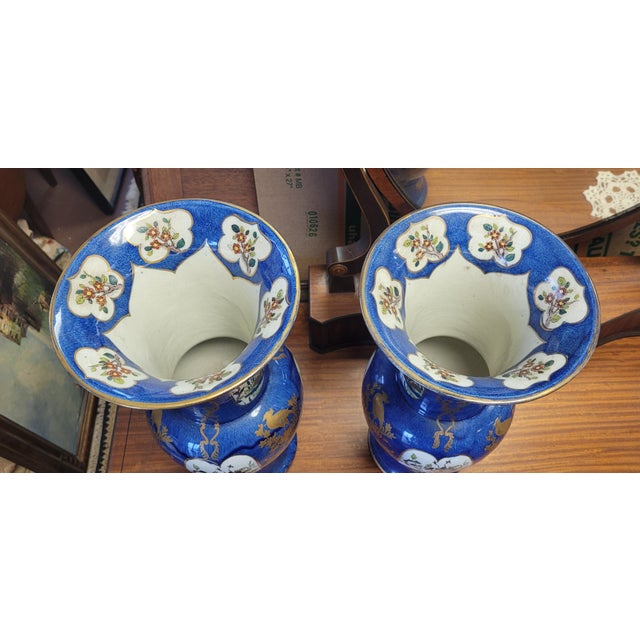 Ceramic Antique Pr English Chinoiserie Faience Vases For Sale - Image 7 of 16