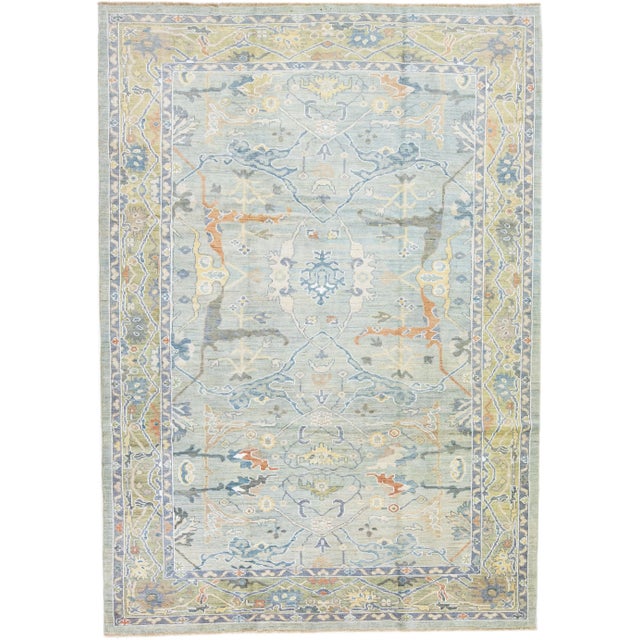 Modern Sultanabad Gray Handmade Floral Pattern Wool Rug For Sale - Image 12 of 12