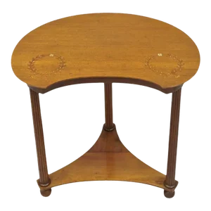 French Empire Style Mahogany Mother of Pearl Wreath Inlay Accent Side Table