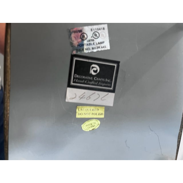 Vintage Decorative Crafts Brass Empire Table Lamp With Brass Shade. For Sale - Image 14 of 14