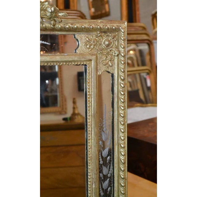 French 19th Century French Etched Glass Giltwood Mirror For Sale - Image 3 of 7