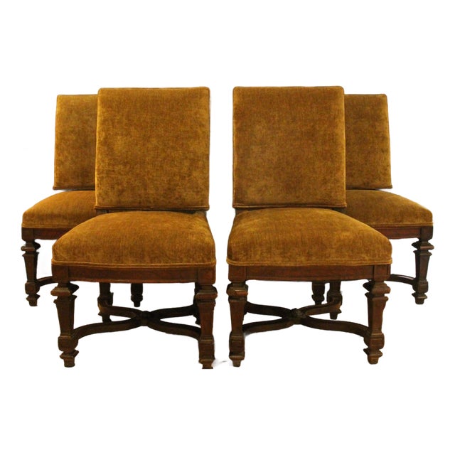 Late 19th Century Louis XIV Style Set of 4 Continental Side Chairs For Sale
