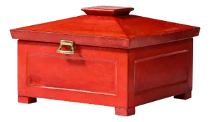 Mid-Century Modernist Vermillion Red Lacquered Goat Skin Box by Karl Springer