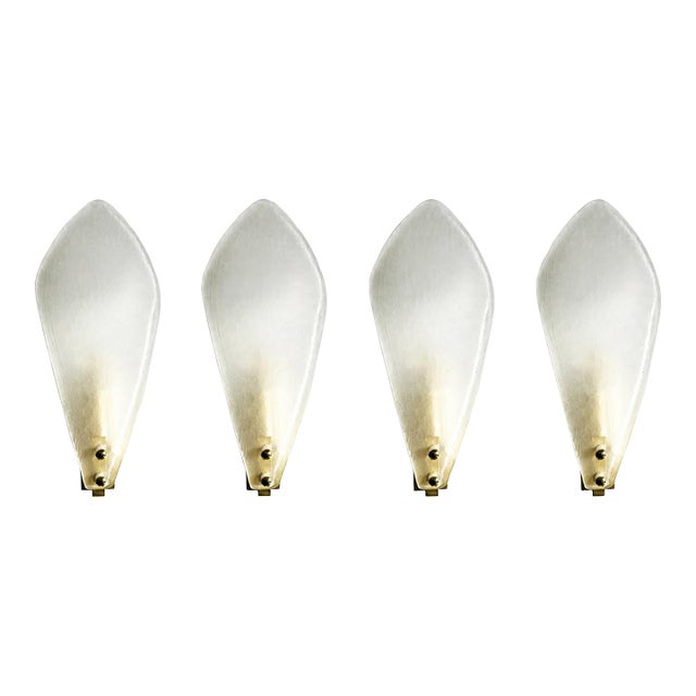 Contemporary Italian Sanded Leaf Murano Glass Wall Sconces – Lot of 4 Pieces For Sale