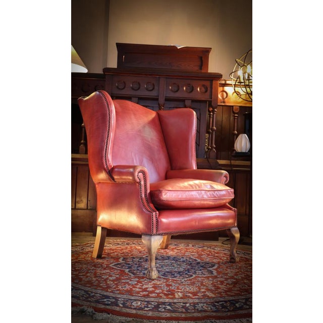Georgian Leather Wing Chair, 2010s For Sale - Image 18 of 18