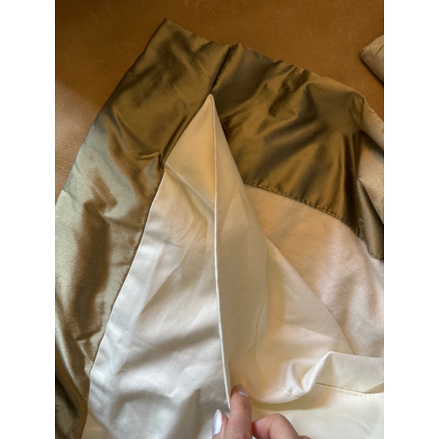 Textile Custom Silk Plaid French-Pleated Drapery Panel With Olive Leading Edge, 66” X 103” For Sale - Image 7 of 7