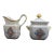 Vintage Flower & Basket Weave Gilt Porcelain Creamer Pitcher & Sugar Bowl W/Lid For Sale