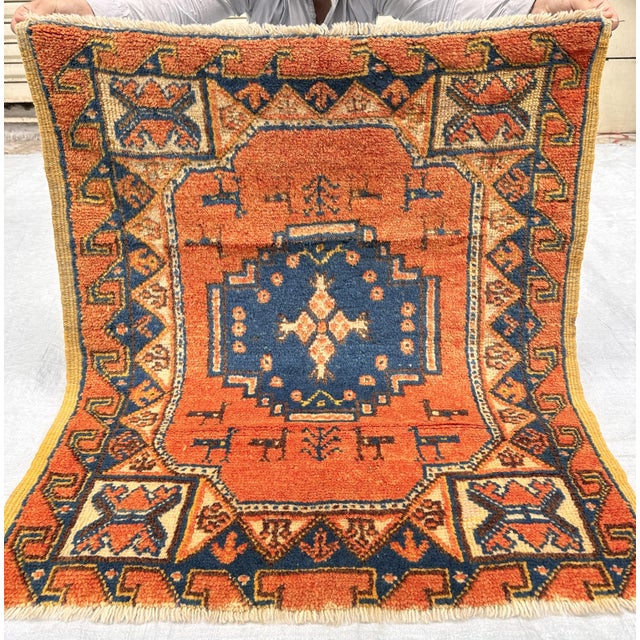Antique Fachralo Kazak Hand-Knotted Wool Rug - 3'2" X 2'10" For Sale - Image 4 of 10