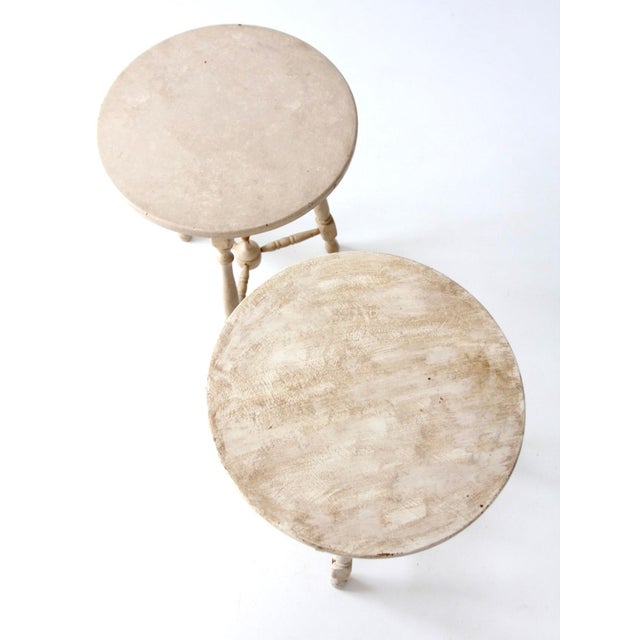 Mid 20th Century Pair of Vintage Cottage Pedestal Side Tables For Sale - Image 5 of 17
