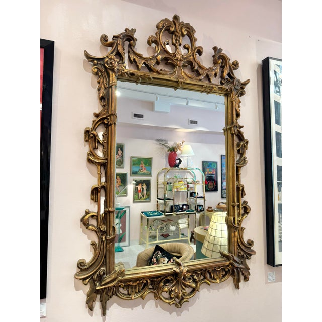 Rococo Vintage Large Rococo Giltwood Style Mirror by Vanguard Studios For Sale - Image 3 of 12
