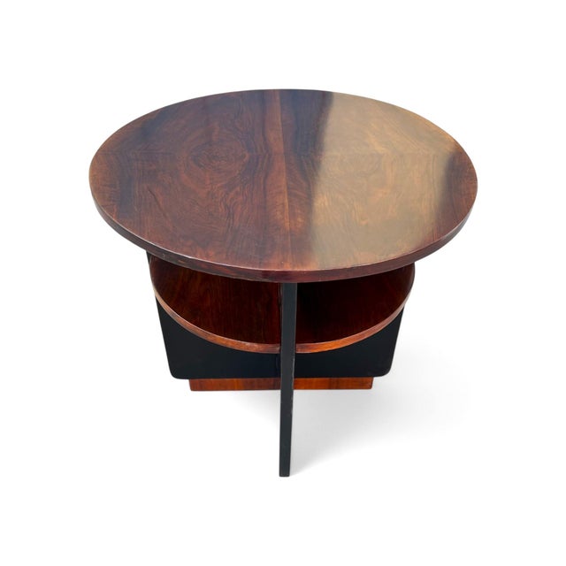 Mid-Century Modern Elegant 1930s French Art Deco Mahogany & Ebonized Round End Table For Sale - Image 3 of 7