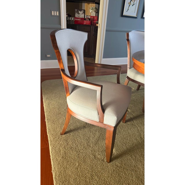 Barbara Barry for Henredon Celestial Walnut Oval Dining Table & 8 Chairs – Starburst Inlay For Sale In Chicago - Image 6 of 12