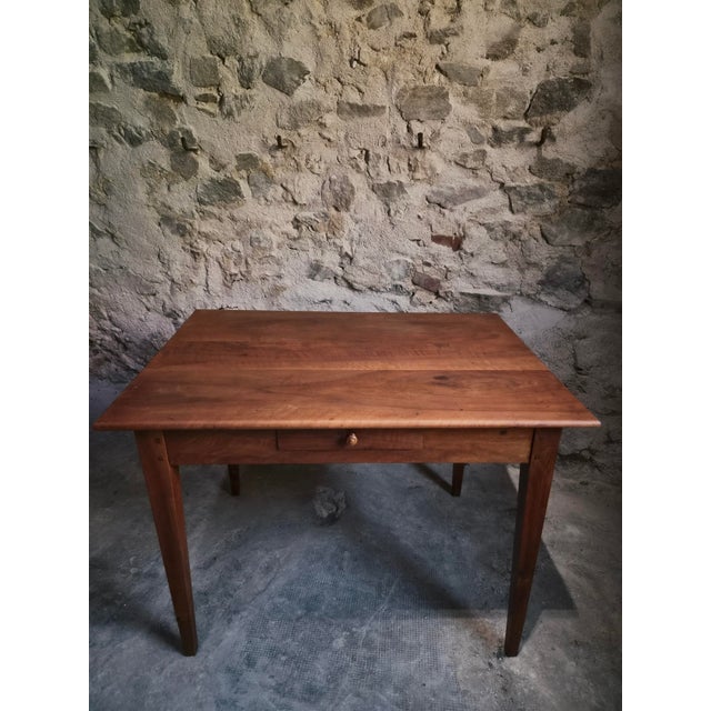 Antique French Walnut Table with Drawer, 1890s For Sale - Image 10 of 18