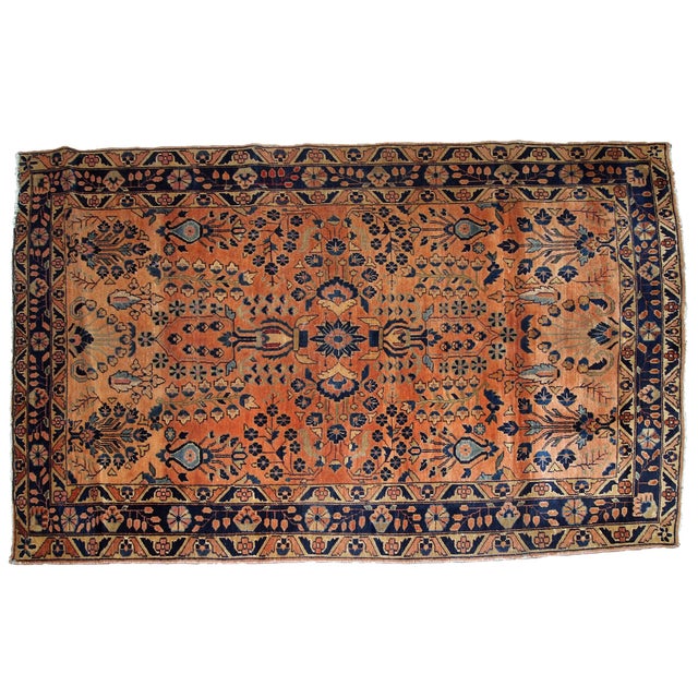 Textile 1920s, Handmade Antique Persian Sarouk Rug 4.1' X 6.4' For Sale - Image 7 of 7