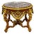 Louis XV Round Dining Table With Marble Top, Hand-Carved Hardwood, Gold Leaf & Bronze Accents For Sale