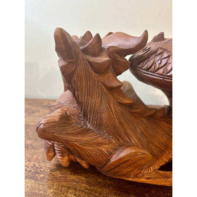 Vintage Chinese Hand-Carved Wooden Dragon Sculpture For Sale - Image 10 of 10