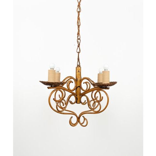 Mid-Century Pendant in Bamboo, Rattan and Wicker, Italy, 1960s For Sale - Image 11 of 17