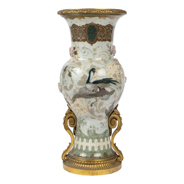 Large Enameled Porcelain Vase by Albert Damousset, Early 20th Century For Sale