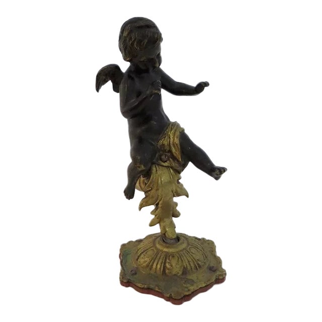 1980s Bronze Putti Putto Cherub Angel Sculpture For Sale
