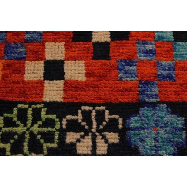1990s 1990s Balouchi Orange/Black Wool Rug - 4'9" X 6'7" For Sale - Image 5 of 8