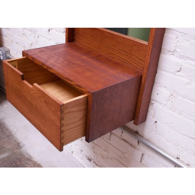 1970s Studio Craft Oak Wall Mirror by Charles Webb For Sale - Image 4 of 8