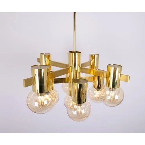 Large German Brass Chandelier, 1960s For Sale - Image 11 of 13