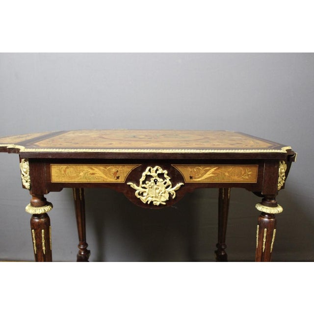 Napoleon III Center Table in Marquetry, 1880s For Sale - Image 14 of 15