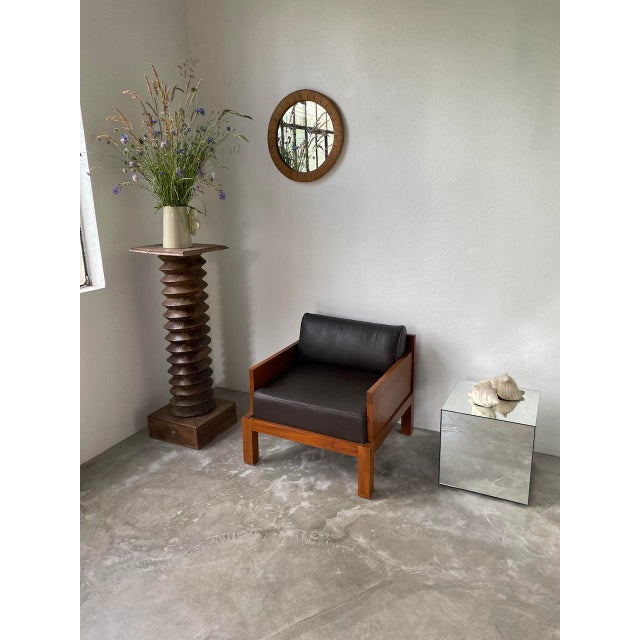 Modernist Exotic Wood and Leather Armchair, 1960s For Sale - Image 4 of 18