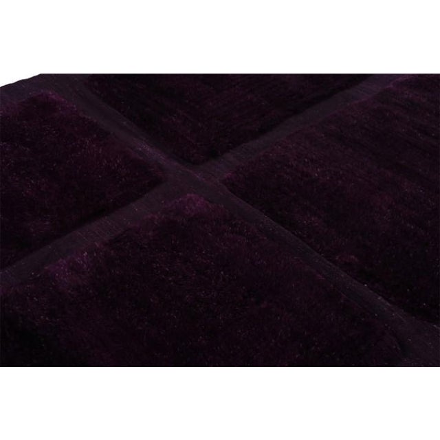 Rug & Kilim Rug & Kilim’s Moroccan Rug With Purple Geometric Pattern in a High-Low Texture For Sale - Image 4 of 8
