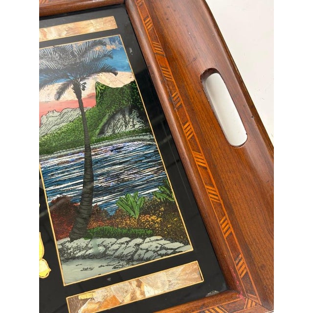 Wooden Tray with Rio De Janeiro Decoration, 1970s For Sale - Image 10 of 12