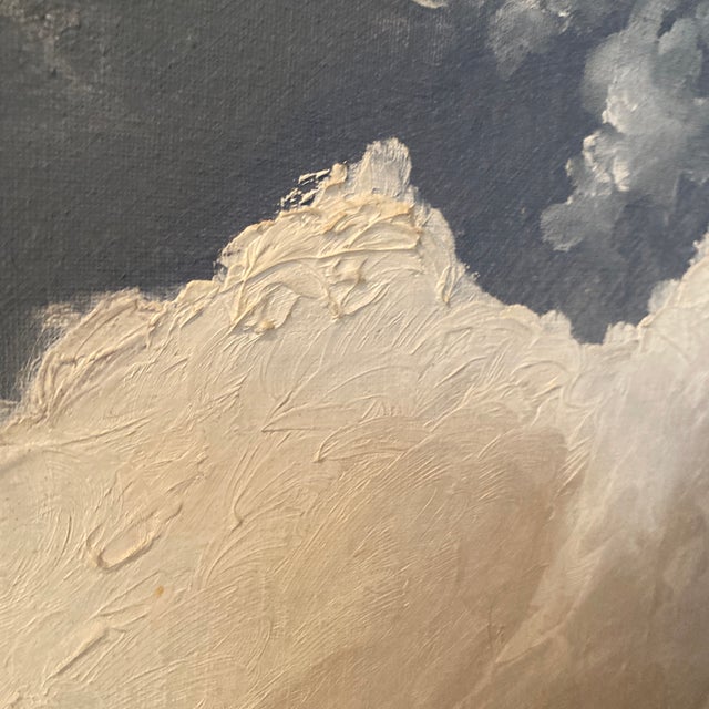 Gold Mid-Century Oil on Board Iberian Seascape by Spanish Artist Lanas in Giltwood Linen Frame For Sale - Image 8 of 12
