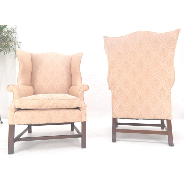 Mid 20th Century Pair of Kittinger Style Tall Wingback Chairs Mint Frames as is Upholstery For Sale - Image 5 of 15