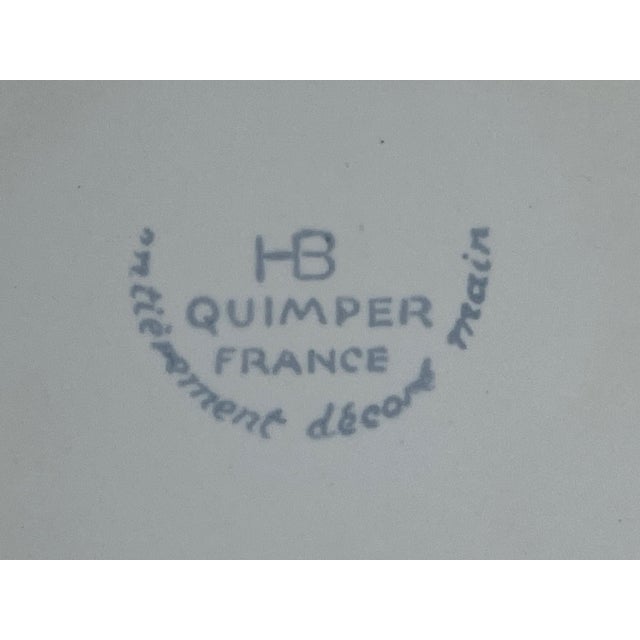 Vintage Hb Quimper Hand Painted Rooster Plate | French Faience Coq, Brittany Pottery For Sale - Image 9 of 9