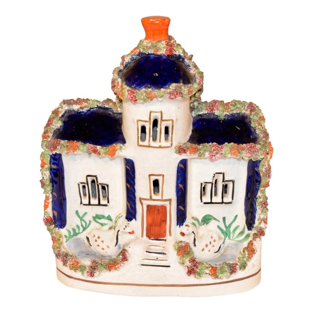 19th C Staffordshire Cottage With Swans For Sale