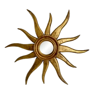 Mid 19th Century Soleil Sunburst Gilt Gold Wood Wall Mirror