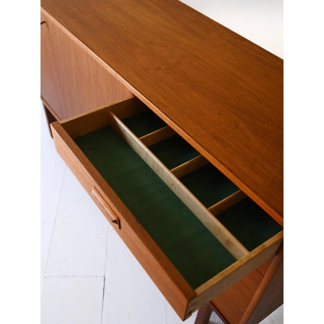Brown Vintage Scandinavian Teak Sideboard with Cantilevered Drawers, 1950s For Sale - Image 8 of 11