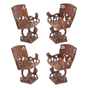 Carved Armchairs, 1950s, Set of 4
