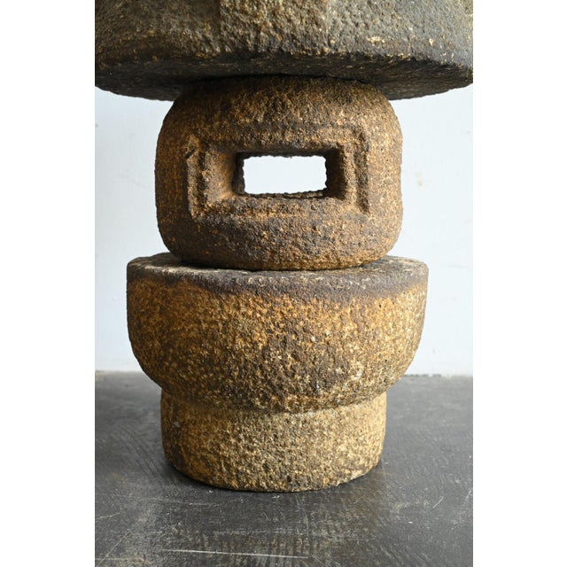 Stone Antique Japanese Granite Stone Lantern / Taisho-Showa Era / Garden Ornament For Sale - Image 7 of 17