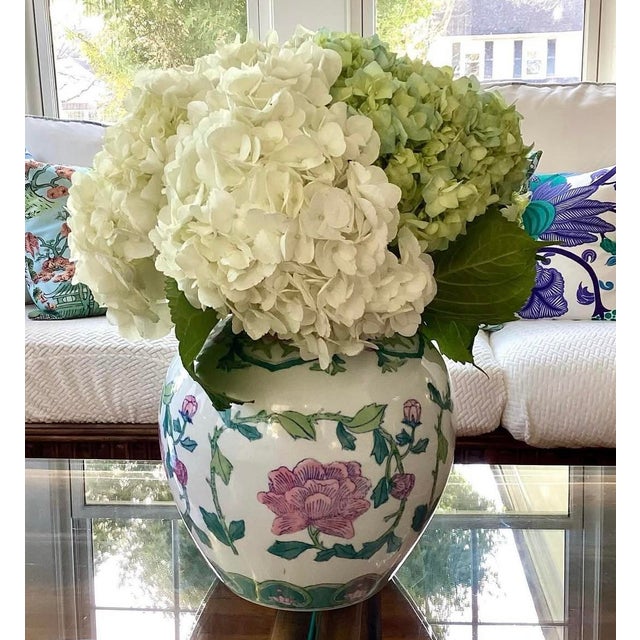 Vintage Chinese Vase With Pink Peonies For Sale - Image 10 of 10