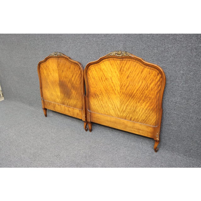 Mid 20th Century Louis XV Style Walnut & Satinwood Twin Headboards/Pair For Sale - Image 5 of 7