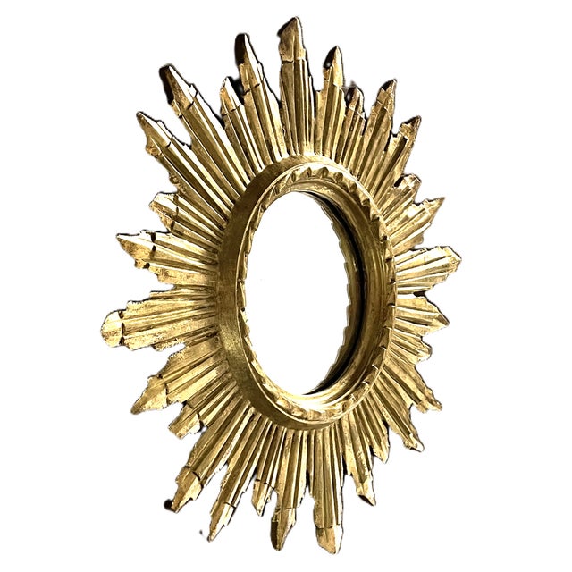 Mid-Century Modern Mid-Century Italian Giltwood Sunburst Mirror, 1960s For Sale - Image 3 of 10