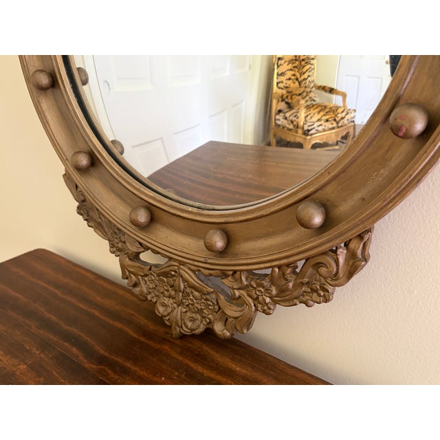 Wood American Federal Style Giltwood Eagle Crest Convex Mirror, Mid-20th Century For Sale - Image 7 of 10