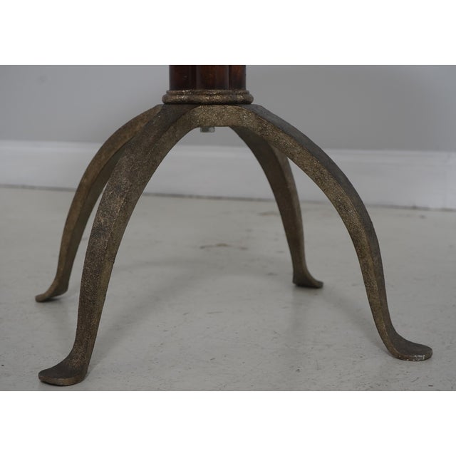 Theodore Alexander Round Mahogany Iron Base Table For Sale - Image 9 of 12