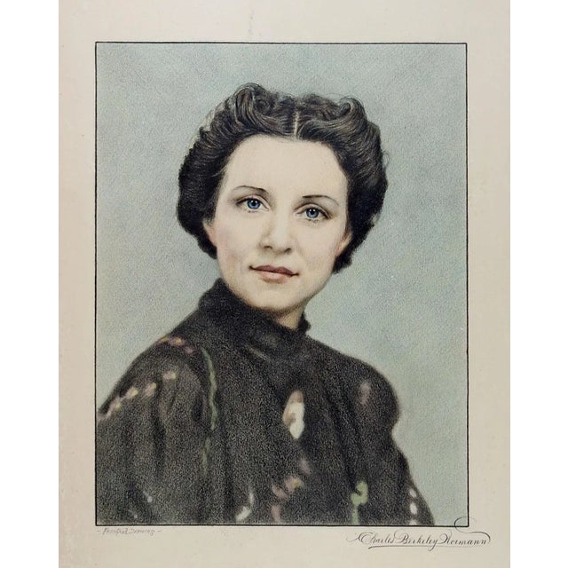 Mid 20th Century Vintage Charles Berkeley Normann Portrait of Geneva Flores Hart Drawing For Sale - Image 5 of 5